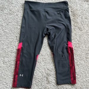 Under Armour Women's Compression Alpha Yoga Capri Grey / red Size Large